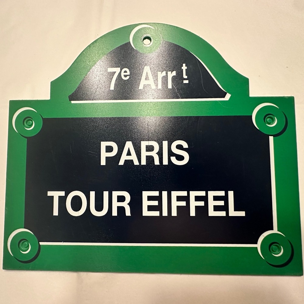 Paris Tour Eiffel Street Sign Replica 7e Arrt French Decor Wall Art